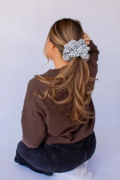 Andi x Rad Rev Grey Checkered Jumbo Scrunchie