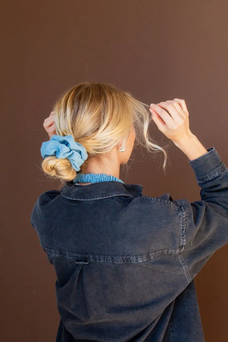 Andi Baby Blue Jean Oversized Scrunchie
