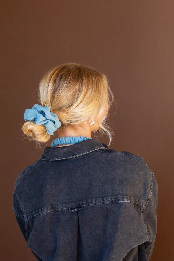 Andi Baby Blue Jean Oversized Scrunchie