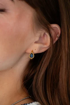 Andi Bezel Gemstone Hoop Earrings