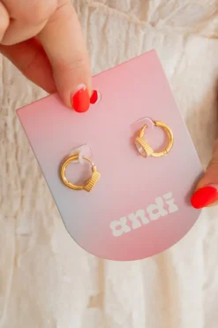 Andi Bezel Gemstone Hoop Earrings