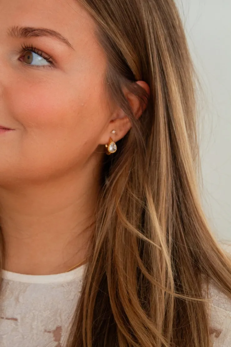 Andi Bezel Gemstone Hoop Earrings