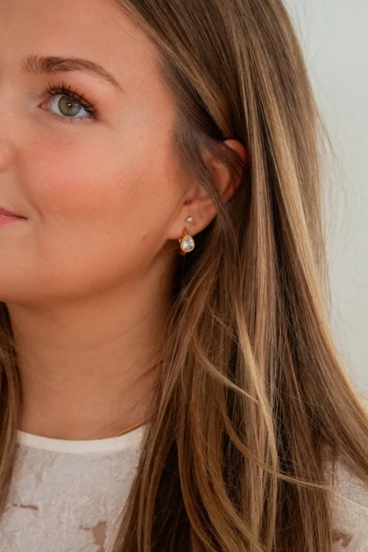 Andi Bezel Gemstone Hoop Earrings