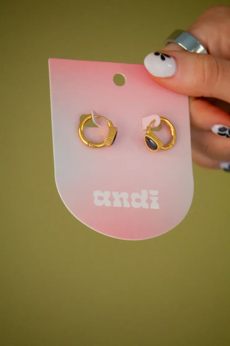 Andi Bezel Gemstone Hoop Earrings
