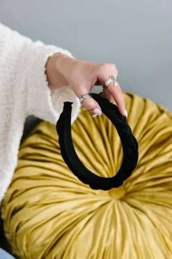 Andi Black Braided Velvet Hard Headband