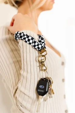 Andi Black Checkerboard Keychain