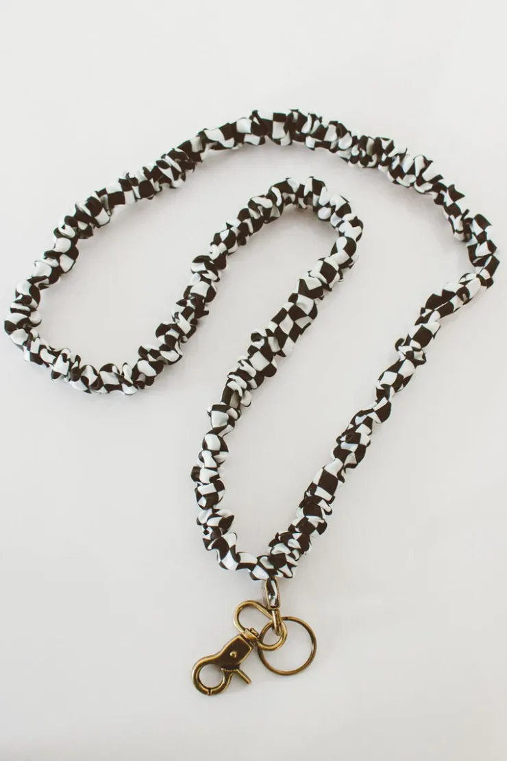 Andi Black Checkerboard Lanyard