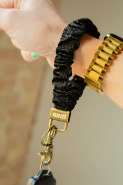 Andi Black Faux Leather Keychain