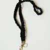 Andi Black Faux Leather Lanyard