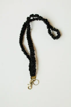 Andi Black Faux Leather Lanyard