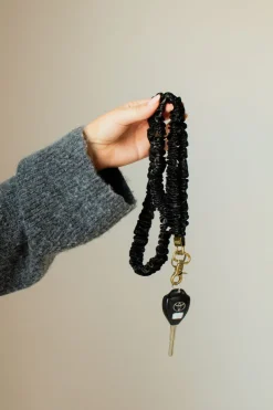 Andi Black Faux Leather Lanyard