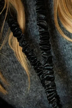 Andi Black Faux Leather Lanyard
