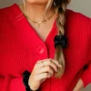 Andi Black Faux Leather Scrunchie