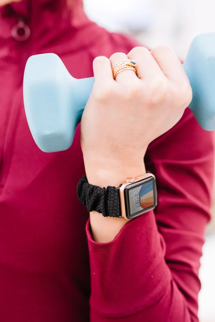 Andi Black Hexagon Athletic Scrunchie Band Compatible with Apple Watch