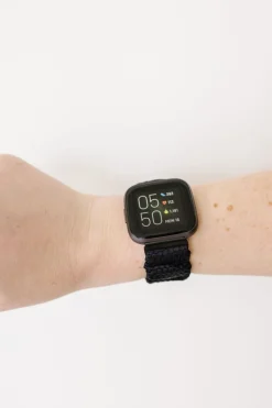Andi Black Hexagon Athletic Watch Band for Fitbit Versa