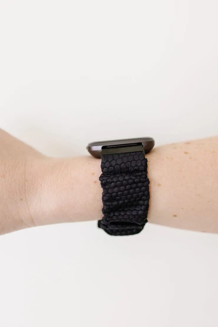 Andi Black Hexagon Athletic Watch Band for Fitbit Versa