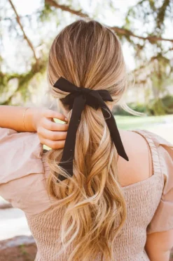 Andi Black Long Bow Scrunchie