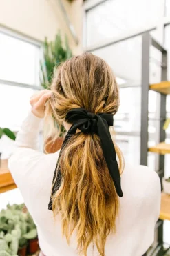 Andi Black Long Bow Scrunchie