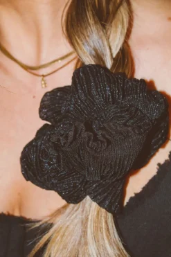 Andi Black Ruffle Jumbo Scrunchie