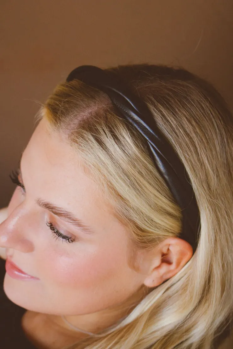 Andi Black Twisted Leather Hard Headband