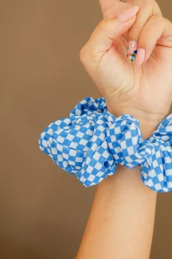 Andi Blue Checkered Jumbo Scrunchie