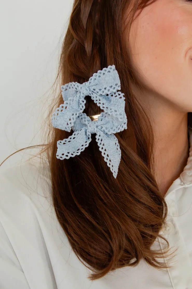 Andi Blue Lace Bow Clip 2-pack