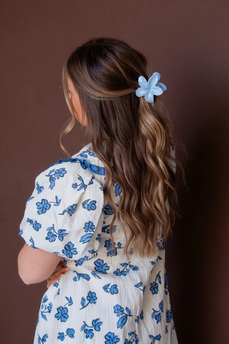 Andi Blue Marble Flower Claw Clip