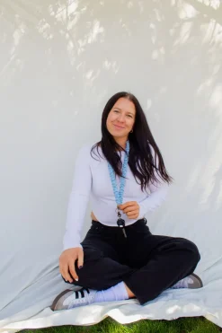 Andi Blue Striped Lanyard