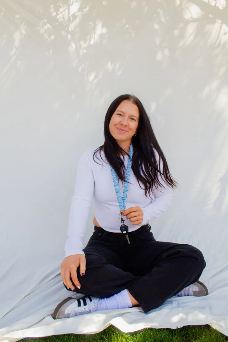 Andi Blue Striped Lanyard