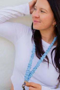 Andi Blue Striped Lanyard