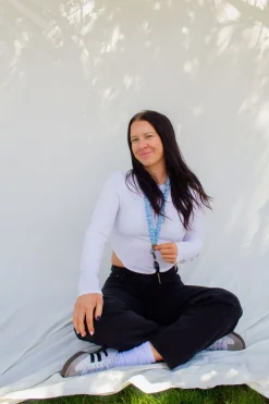 Andi Blue Striped Lanyard