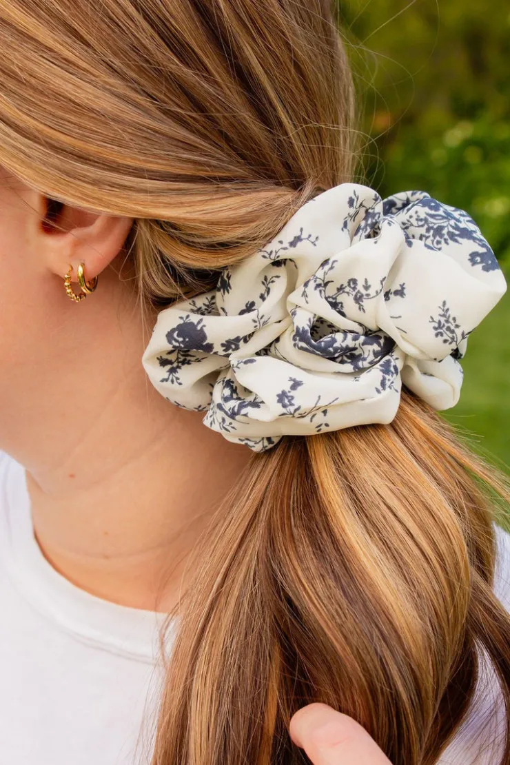 Andi Botanical Blue Jumbo Scrunchie