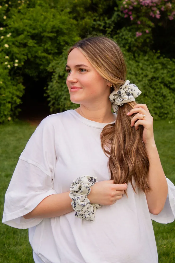 Andi Botanical Blue Jumbo Scrunchie