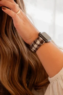 Andi Brown Gingham Scrunchie Band Compatible with Apple Watch