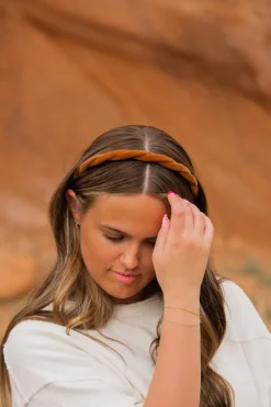 Andi Brown Velvet Braided Headband