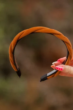 Andi Brown Velvet Braided Headband