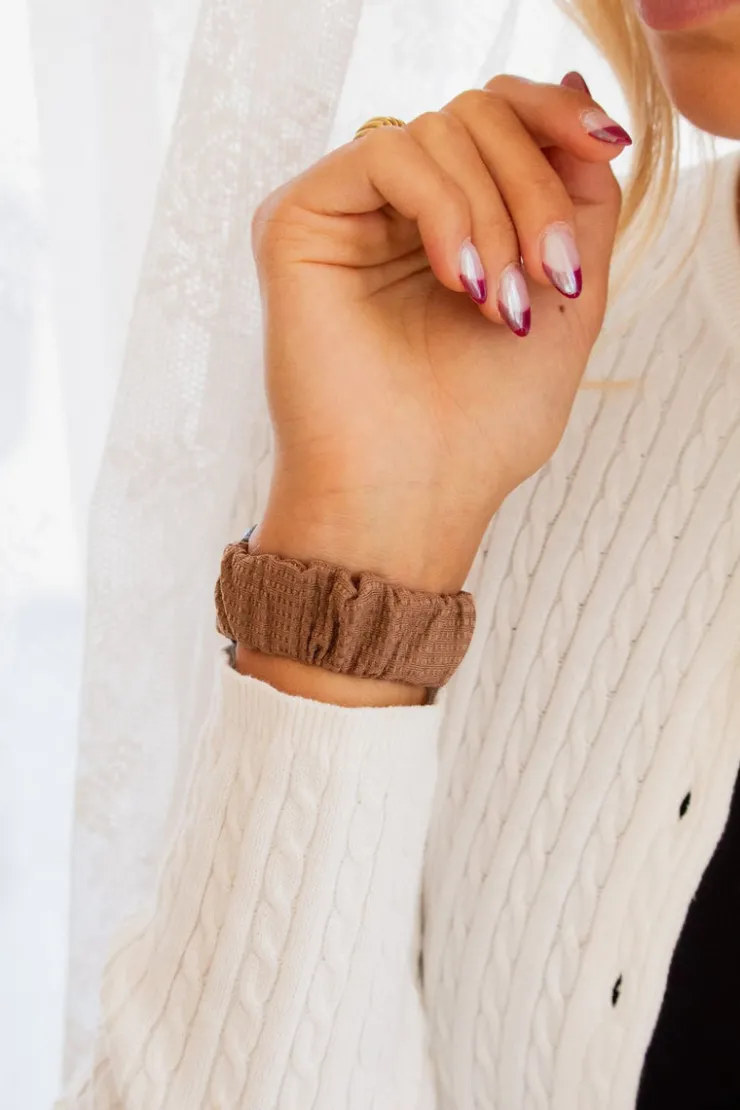Andi Brown Waffle Scrunchie Band Compatible with Apple Watch