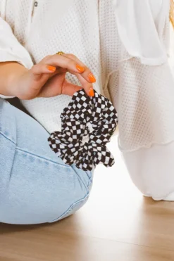 Andi Checkerboard Oversized Scrunchie