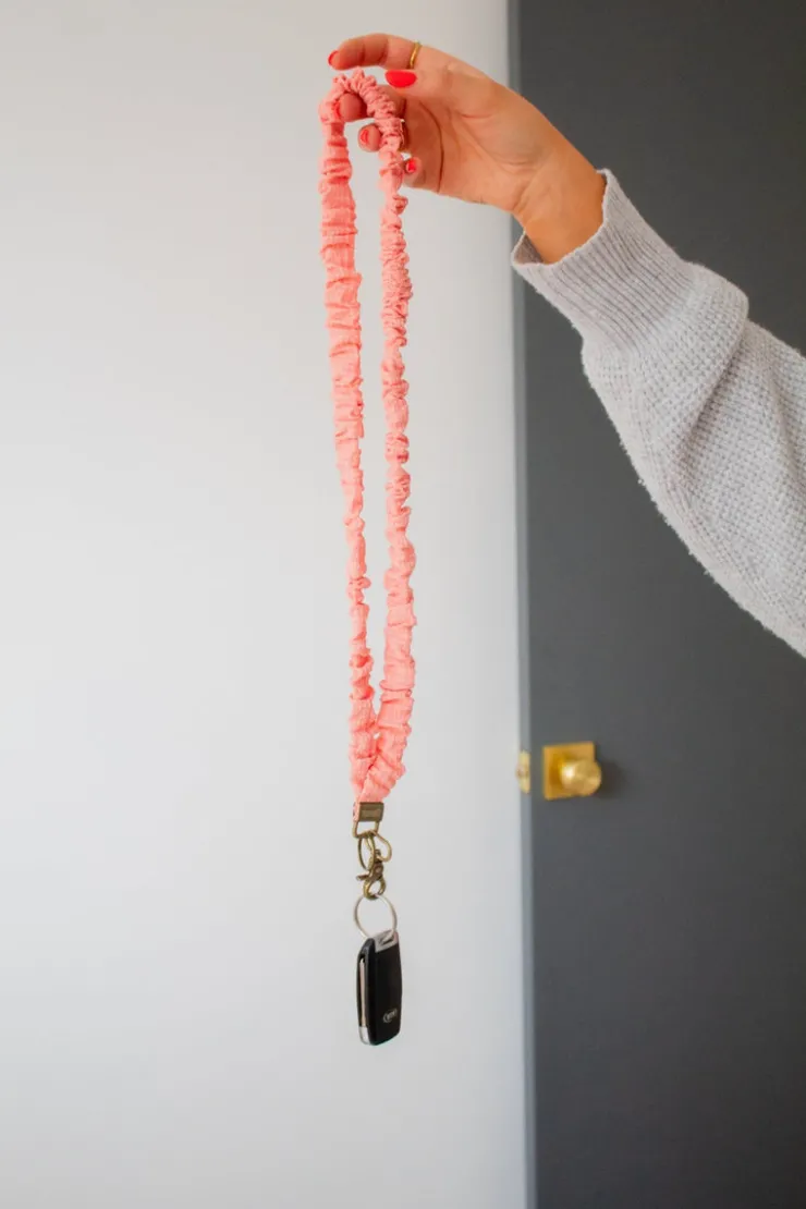 Andi Coral Gingham Lanyard