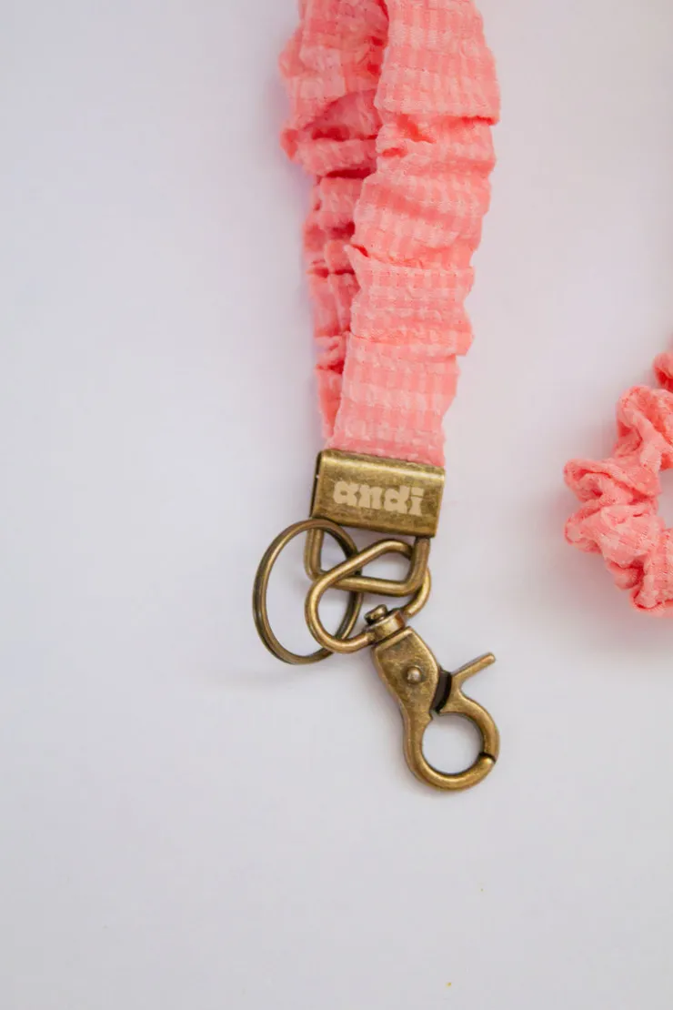 Andi Coral Gingham Lanyard
