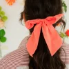 Andi Coral Long Bow Scrunchie
