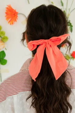 Andi Coral Long Bow Scrunchie