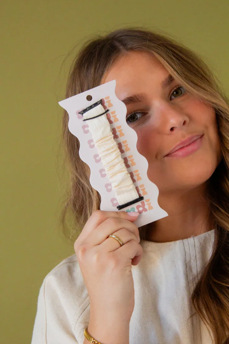 Andi Cream Ruffle Scrunchie Watch Band