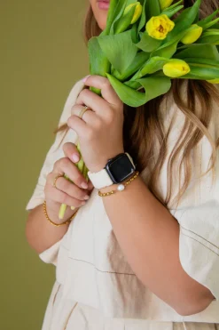Andi Cream Ruffle Scrunchie Watch Band