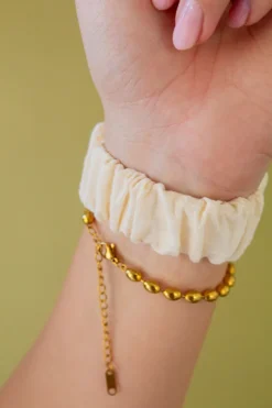 Andi Cream Ruffle Scrunchie Watch Band