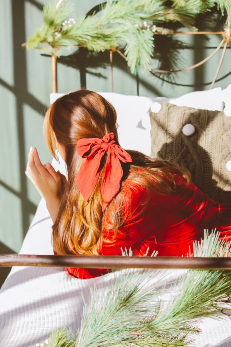 Andi Crimson Long Bow Scrunchie