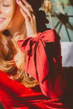 Andi Crimson Long Bow Scrunchie