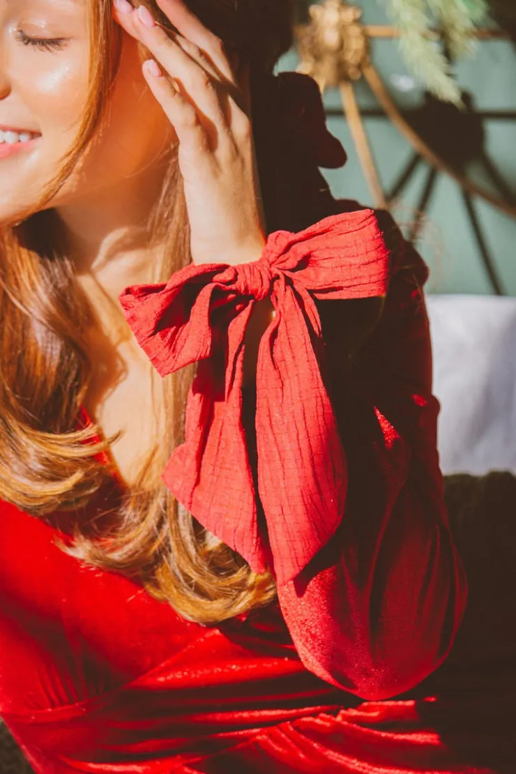Andi Crimson Long Bow Scrunchie