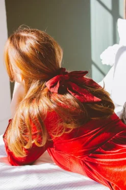 Andi Crimson Long Bow Scrunchie