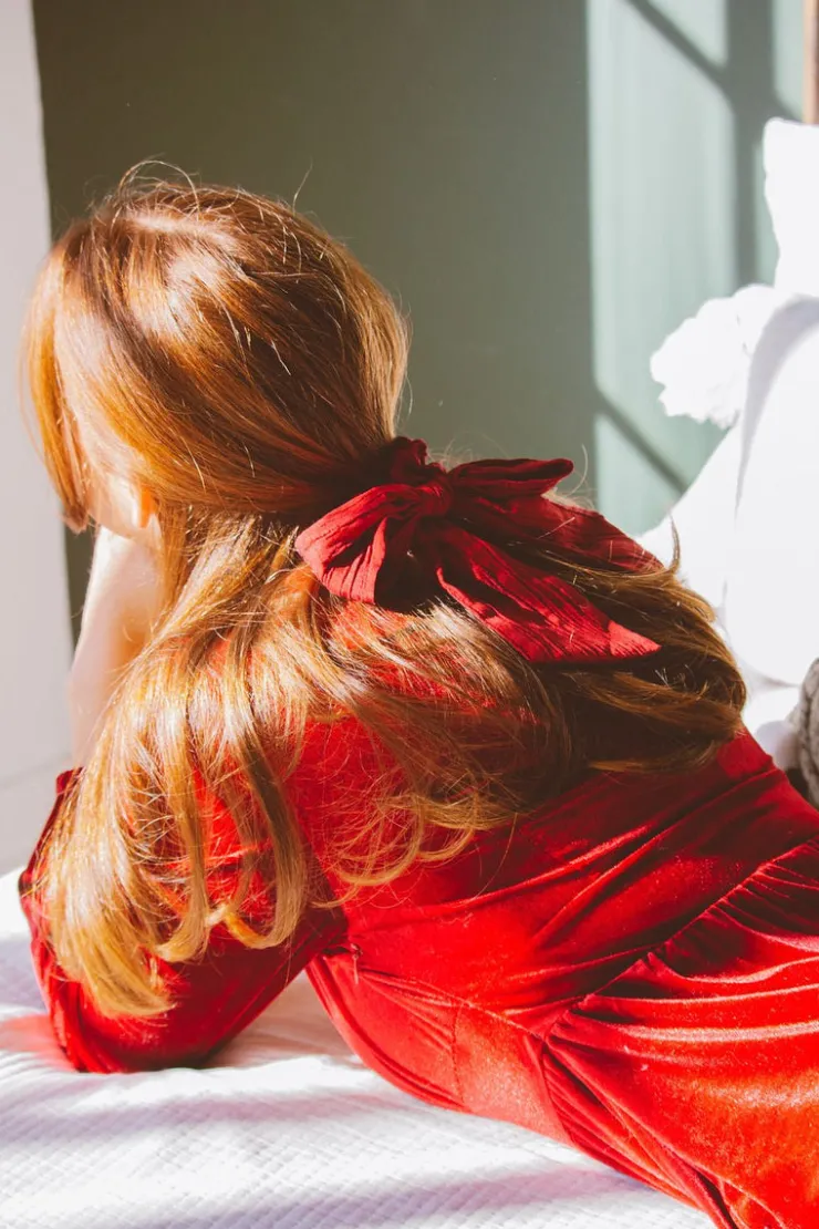 Andi Crimson Long Bow Scrunchie